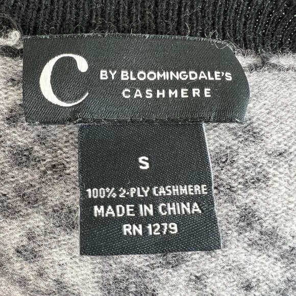 C by Bloomingdale's Black Gray Snake Print Short Sleeve Cashmere Sweater Size S - Picture 5 of 5